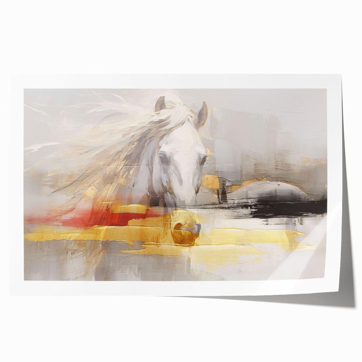 Abstract wall art print featuring vibrant strokes and dynamic lines in a modern design, perfect for enhancing contemporary home decor. The artwork is rolled and ready for framing, showcasing a blend of colors that adds energy to any space.