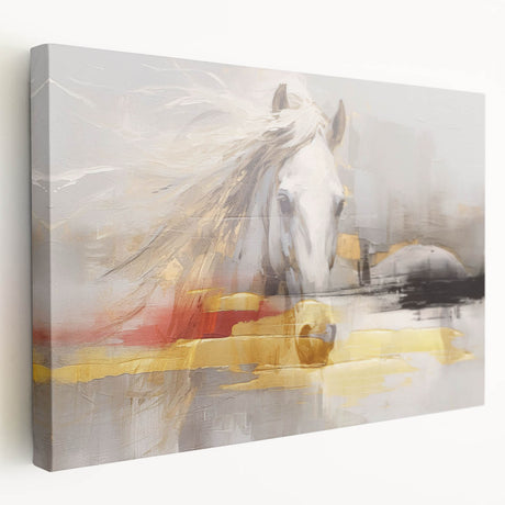 Stretched canvas wall art showcasing an abstract design with vibrant strokes and lines in shades of blue, orange, and yellow, ideal for modern decor.