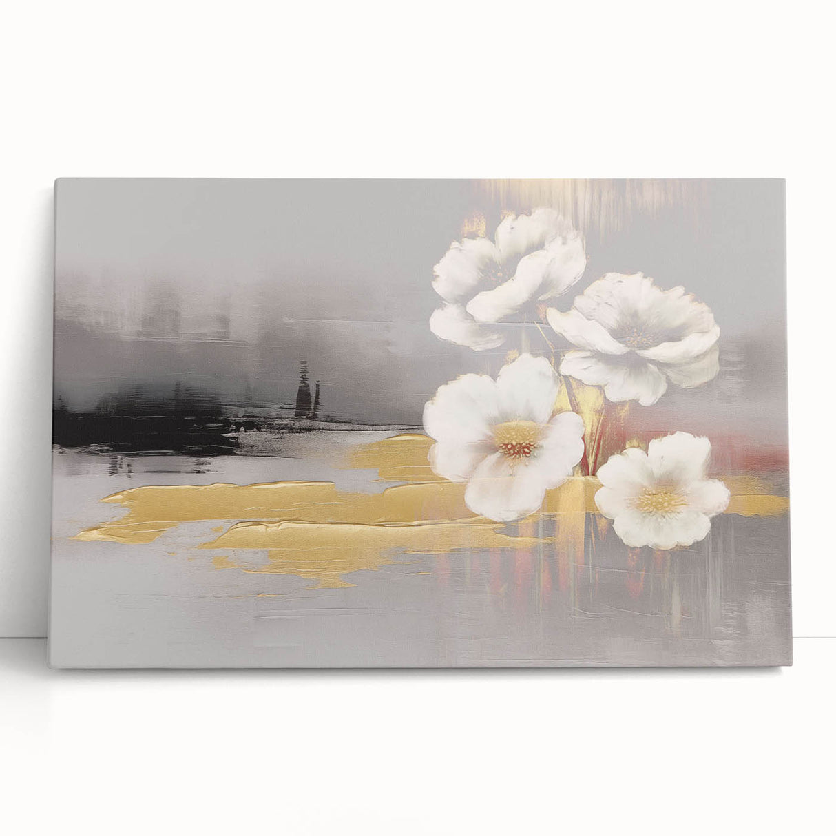 Abstract strokes and lines design in vibrant colors on stretched canvas wall art, showcasing a modern aesthetic suitable for contemporary home decor.