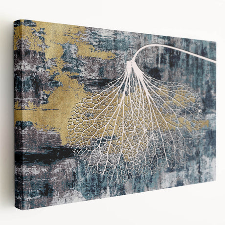 Abstract wall art featuring colorful strokes and lines on a stretched canvas, showcasing a modern design ideal for contemporary home decor. The piece highlights vibrant hues of blue, orange, and green, adding a dynamic touch to any living space.