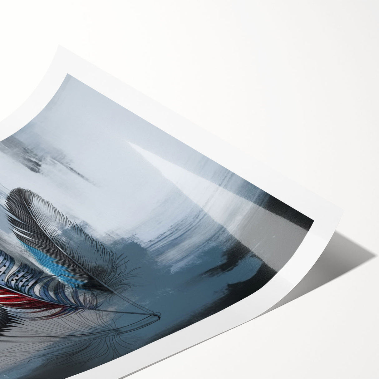 Abstract wall art print showcasing vibrant strokes and lines in shades of blue, yellow, and red, ideal for modern home decor. Perfect for enhancing interior aesthetics.