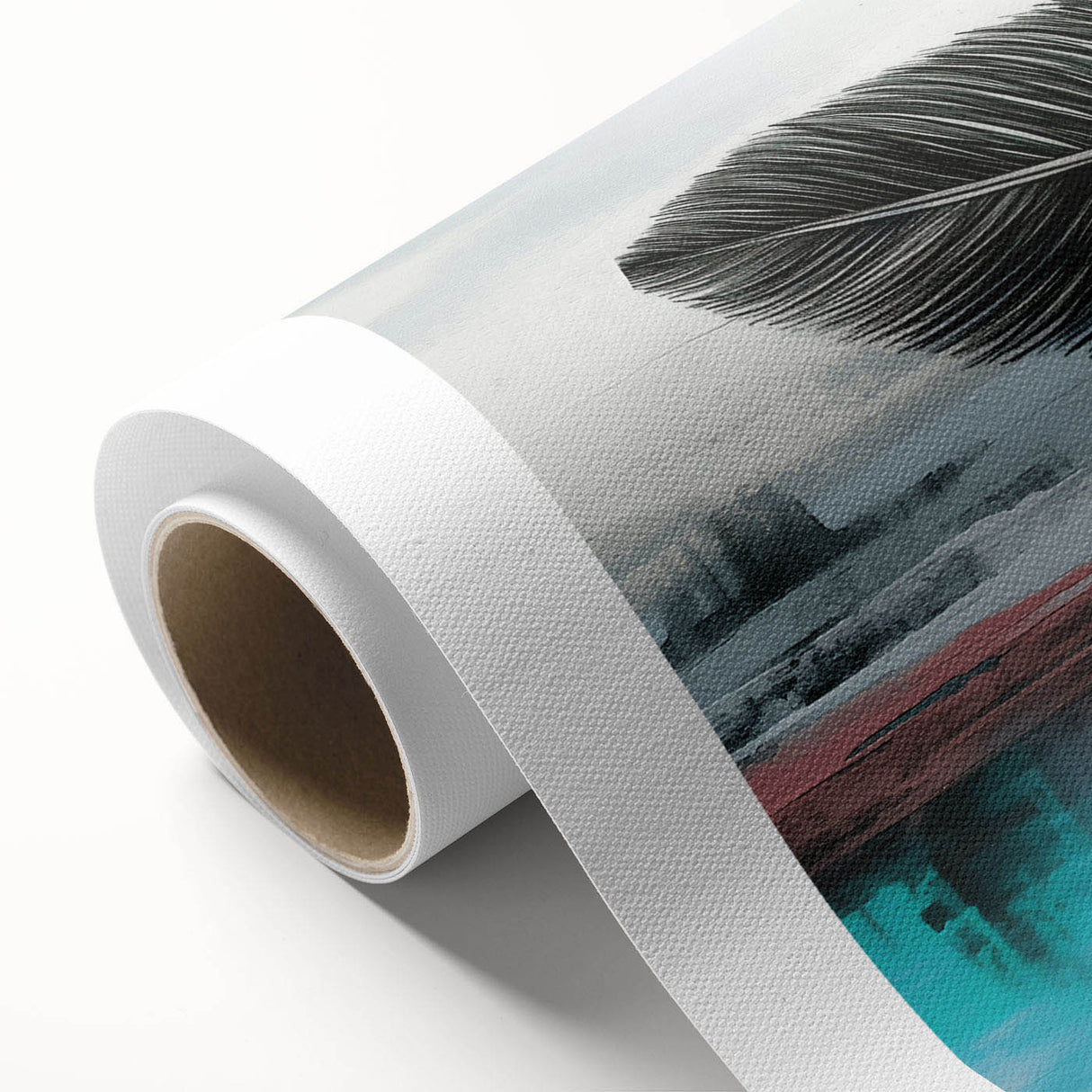 Abstract canvas art showcasing vibrant strokes and lines in a dynamic color palette of blues, oranges, and greens, ideal for modern home decor.