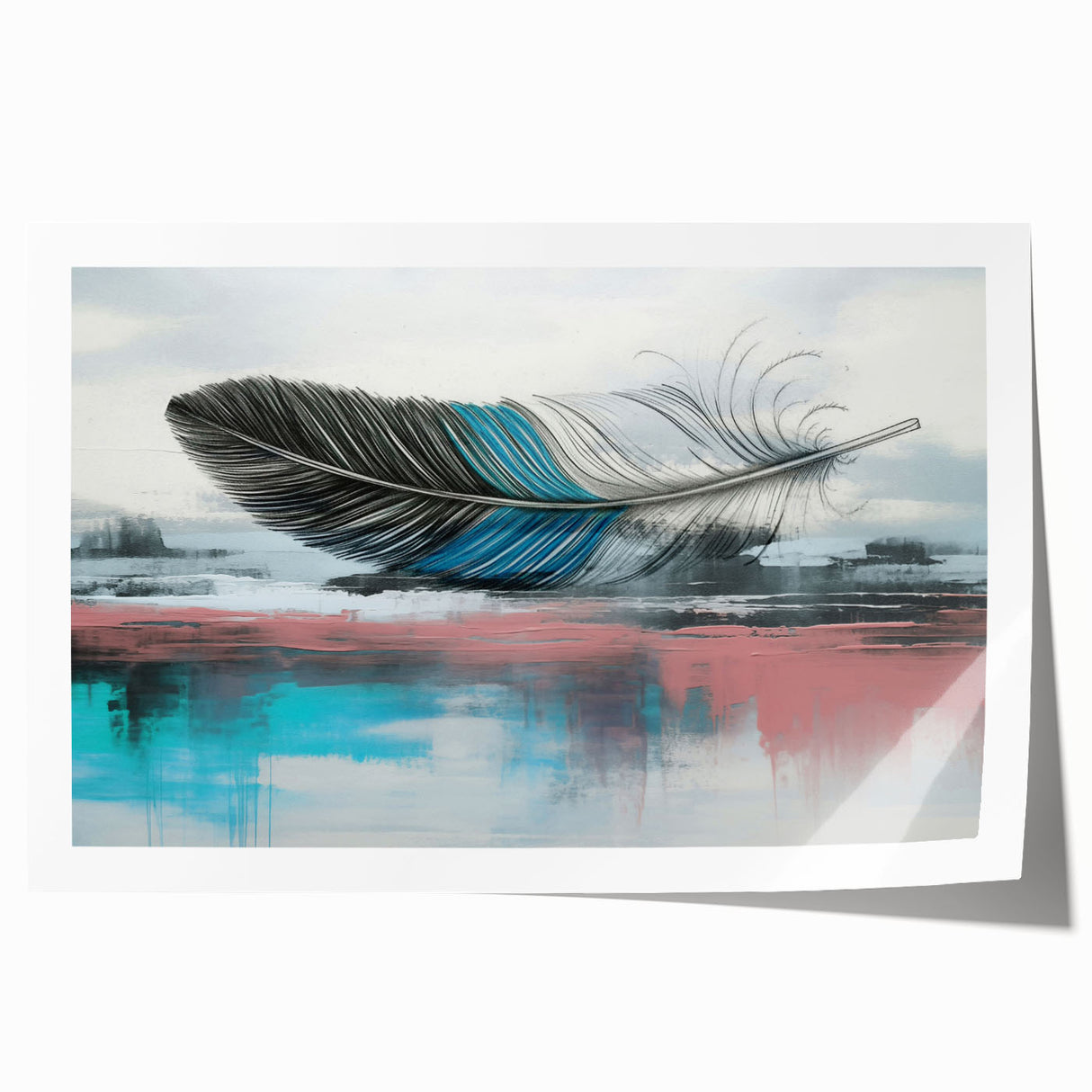 Abstract wall art featuring vibrant strokes and lines in a blend of blue, orange, and yellow colors, perfect for modern home decor. The design adds a contemporary touch, making it ideal for galleries or living spaces.