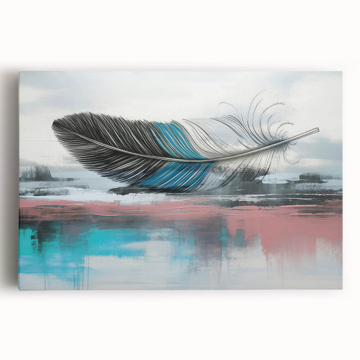 Abstract design featuring colorful strokes and lines on stretched canvas, perfect for modern home decor. Ideal for adding a vibrant touch to any space.