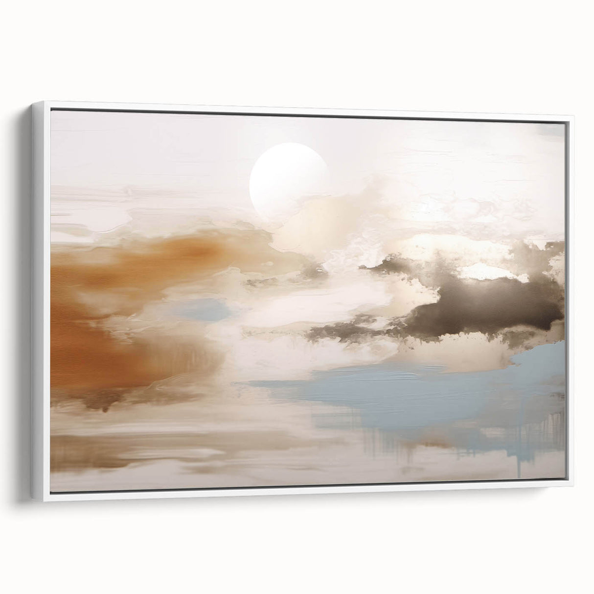 Framed canvas wall art showcasing an abstract design of colorful strokes and lines, presented from a side view against a neutral background, ideal for modern decor.