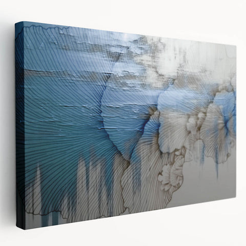 Stretched canvas wall art showcasing an abstract design of colorful strokes and lines, perfect for modern decor, adding vibrant energy to any space.