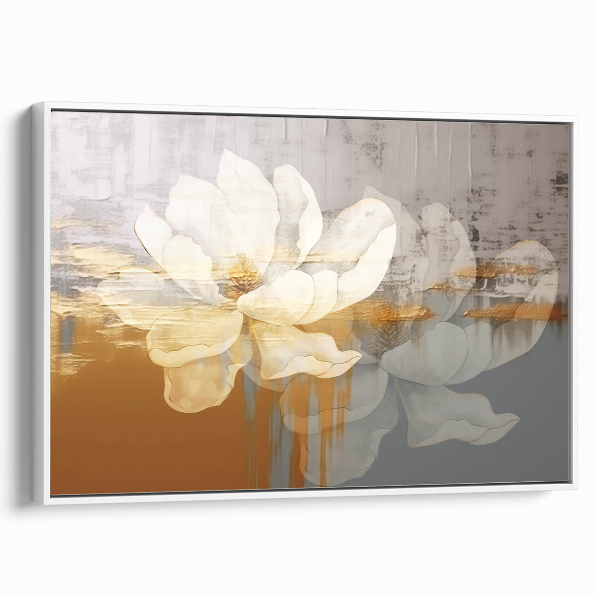 Framed canvas wall art featuring an abstract design of colorful strokes and lines, displayed in a stylish white frame, perfect for modern decor.
