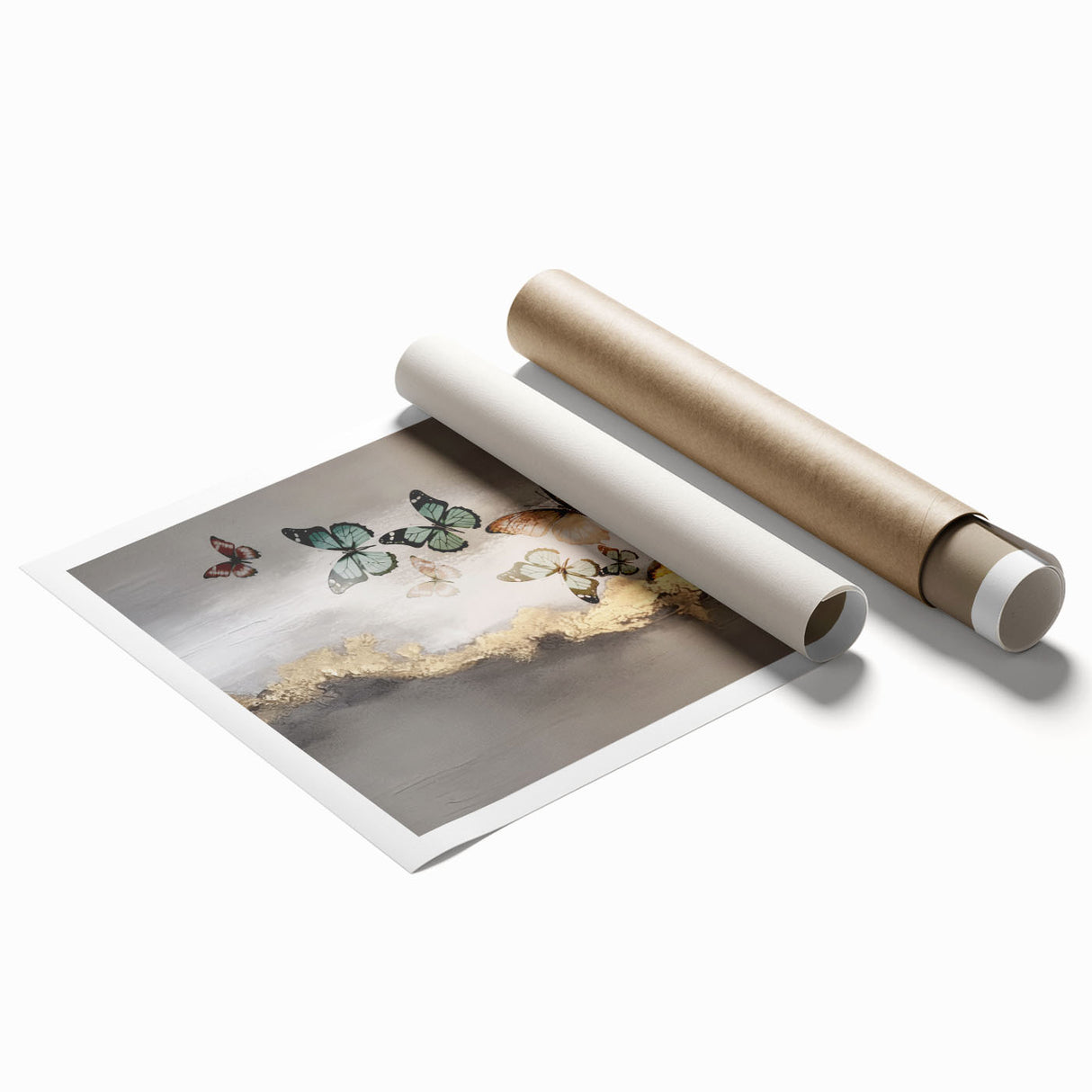 Abstract wall art print showcasing vibrant strokes and lines in blue, orange, and yellow hues, perfect for modern decor or artistic spaces. This rolled design adds a contemporary flair to any interior setting, enhancing visual interest and creativity.