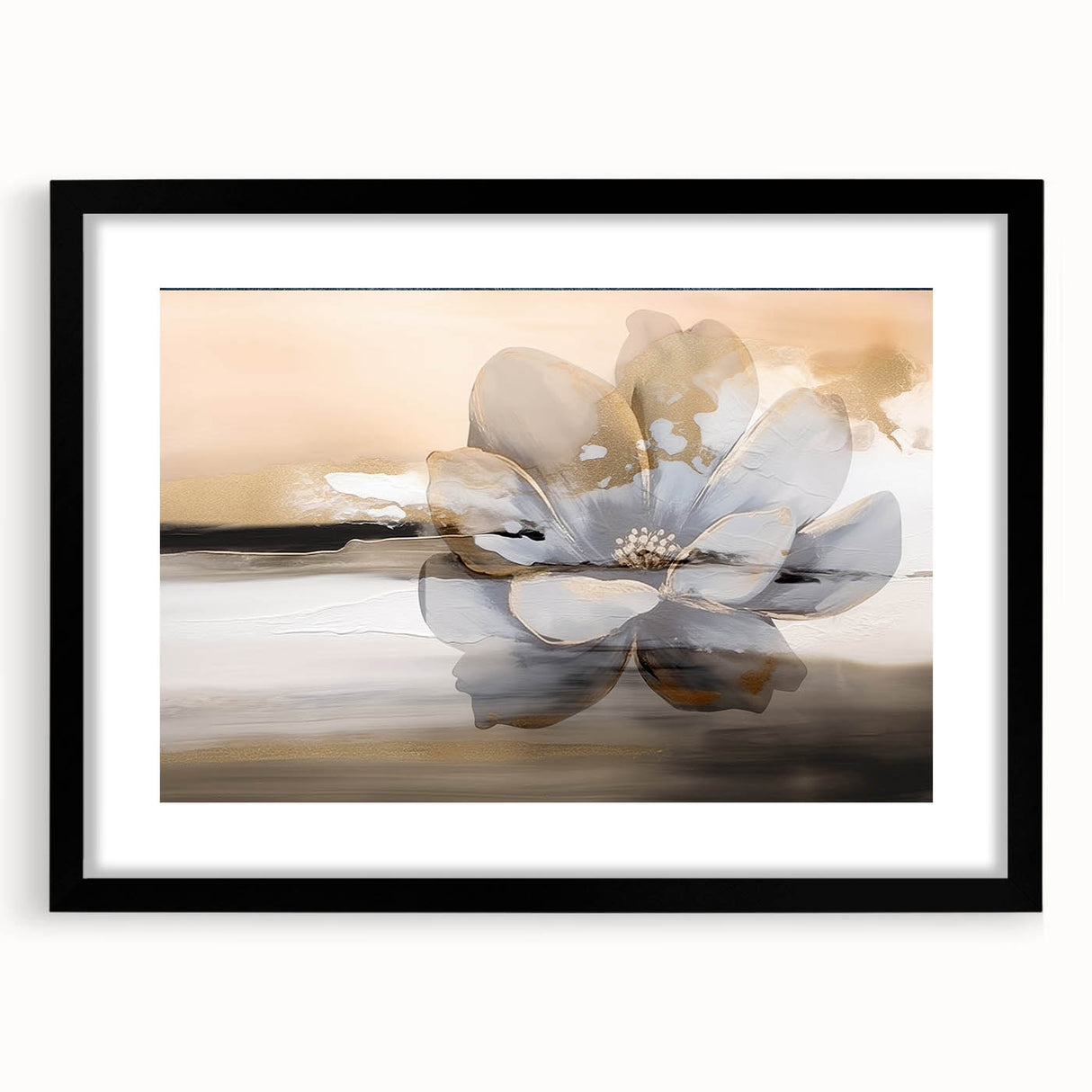 Abstract strokes and lines design wall art in a sleek black frame with a mat, showcasing modern artistic expression ideal for contemporary home decor.