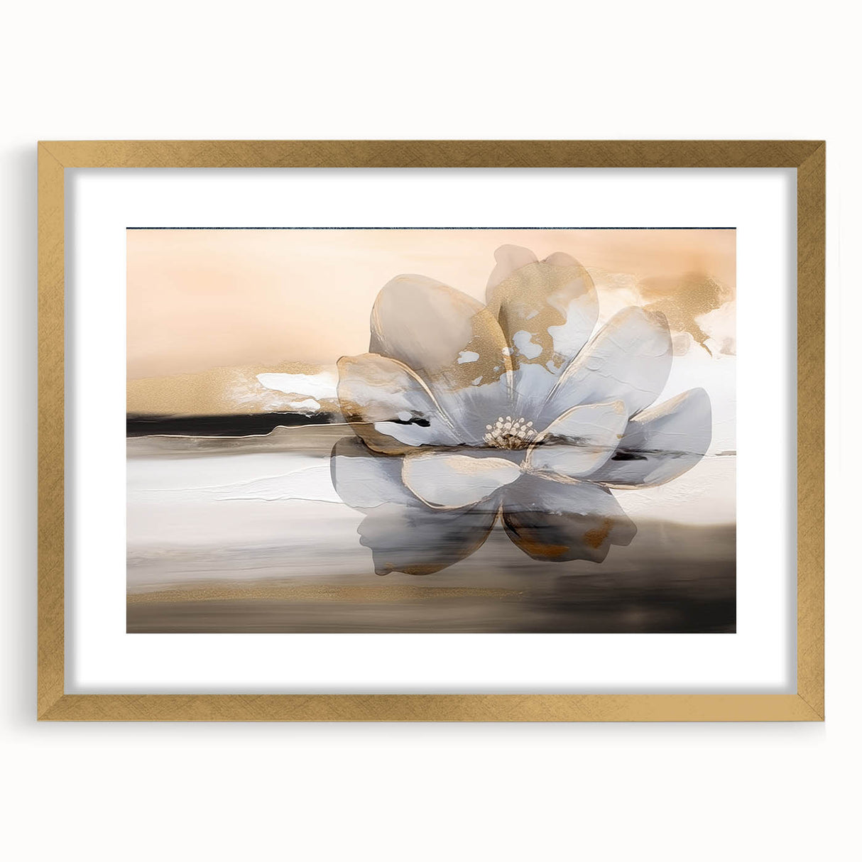 Abstract wall art featuring vibrant strokes and lines in a gold-framed design, showcasing modern aesthetics for stylish home decor. Perfect for enhancing interior spaces.