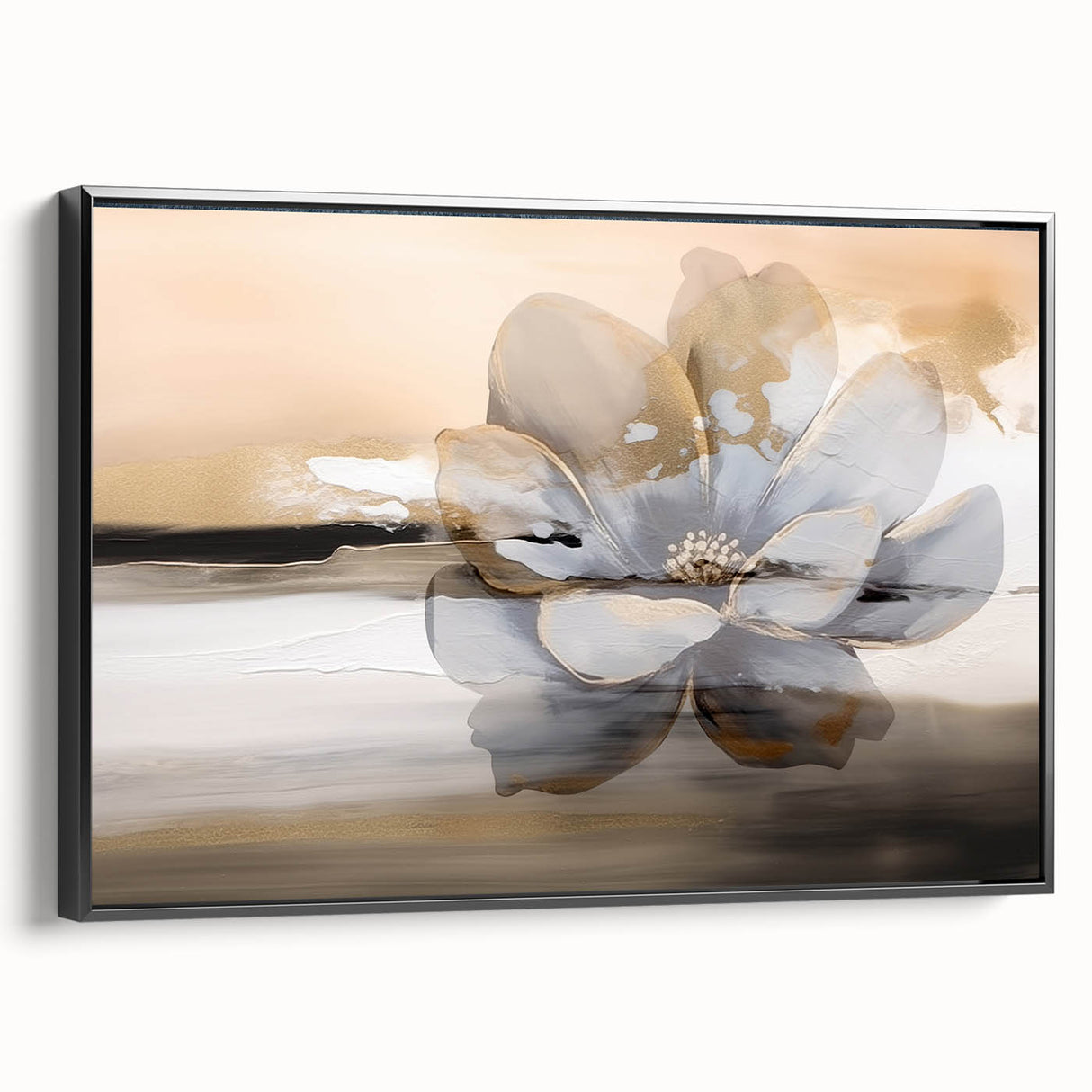 Framed abstract wall art featuring dynamic strokes and lines in a modern design, showcasing a black side view that enhances contemporary decor. Ideal for stylish home interiors.