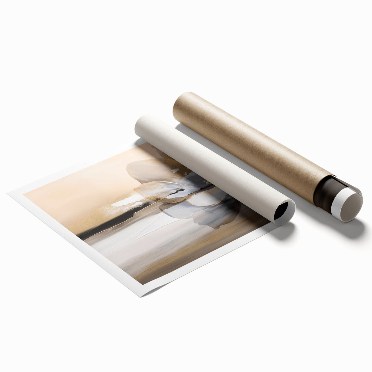 Abstract wall art print featuring vibrant strokes and lines in a modern design, showcasing a blend of blue, orange, and yellow tones, ideal for contemporary home decor.