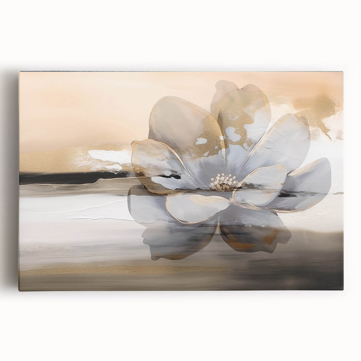 Abstract wall art featuring colorful strokes and lines on stretched canvas, showcasing a modern design with vibrant hues and dynamic patterns, ideal for contemporary decor.