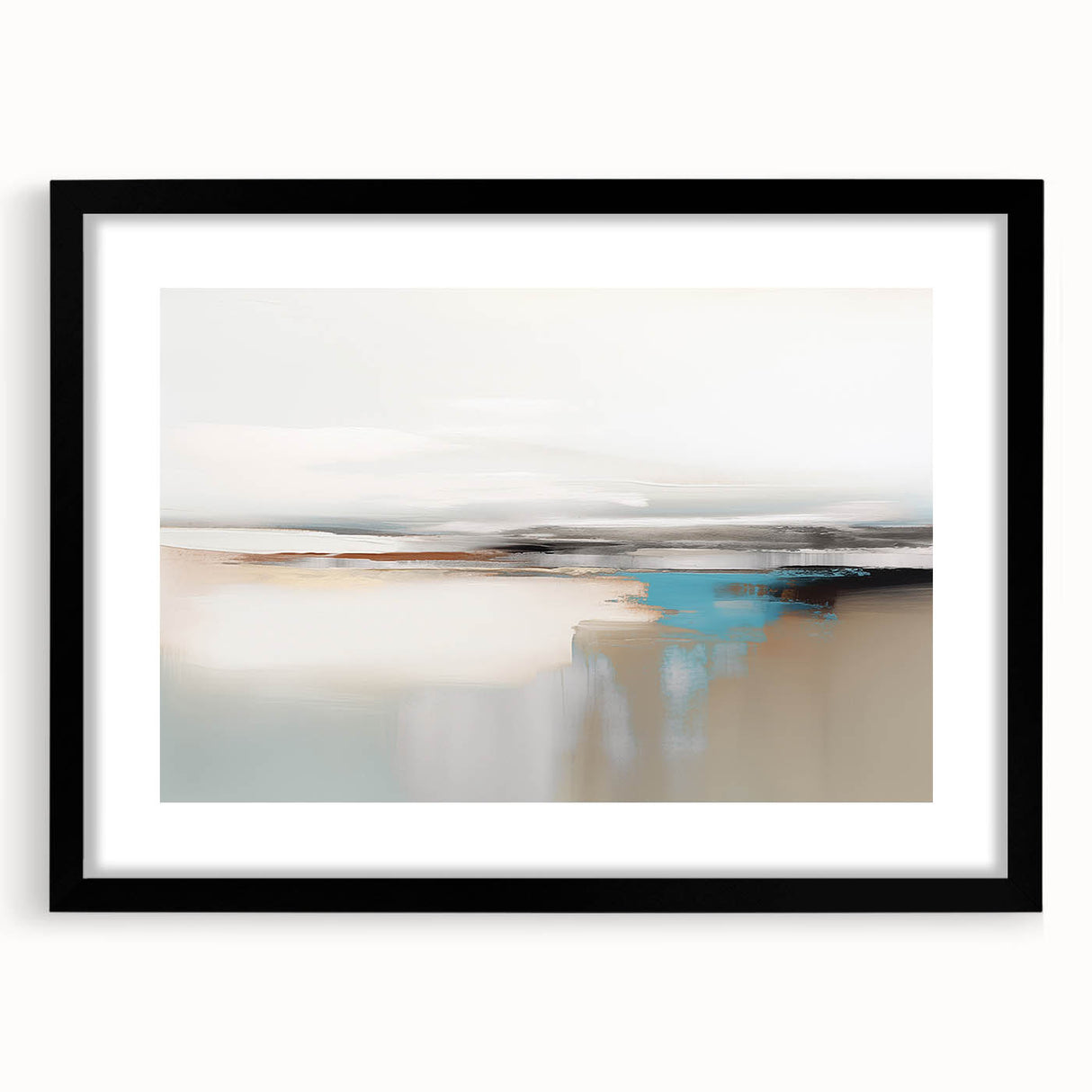 Abstract strokes and lines design wall art in a black frame with matting, showcasing modern artistic expression and sophistication for home decor.
