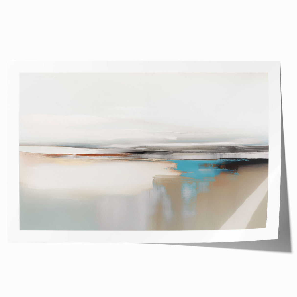 Colorful abstract strokes and lines wall art print showcasing vibrant hues of blue, orange, and yellow, ideal for modern decor and artistic home styling.