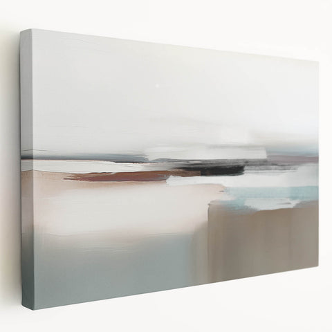 Stretched canvas wall art showcasing an abstract design of vibrant strokes and lines, perfect for modern home decor with a sleek side view highlighting its artistic depth.