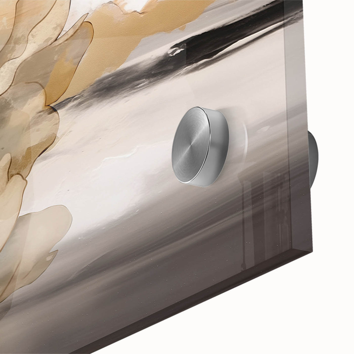 Close-up of a vibrant abstract wall art piece featuring dynamic strokes and lines in shades of blue, yellow, and gray, designed for modern home decor.