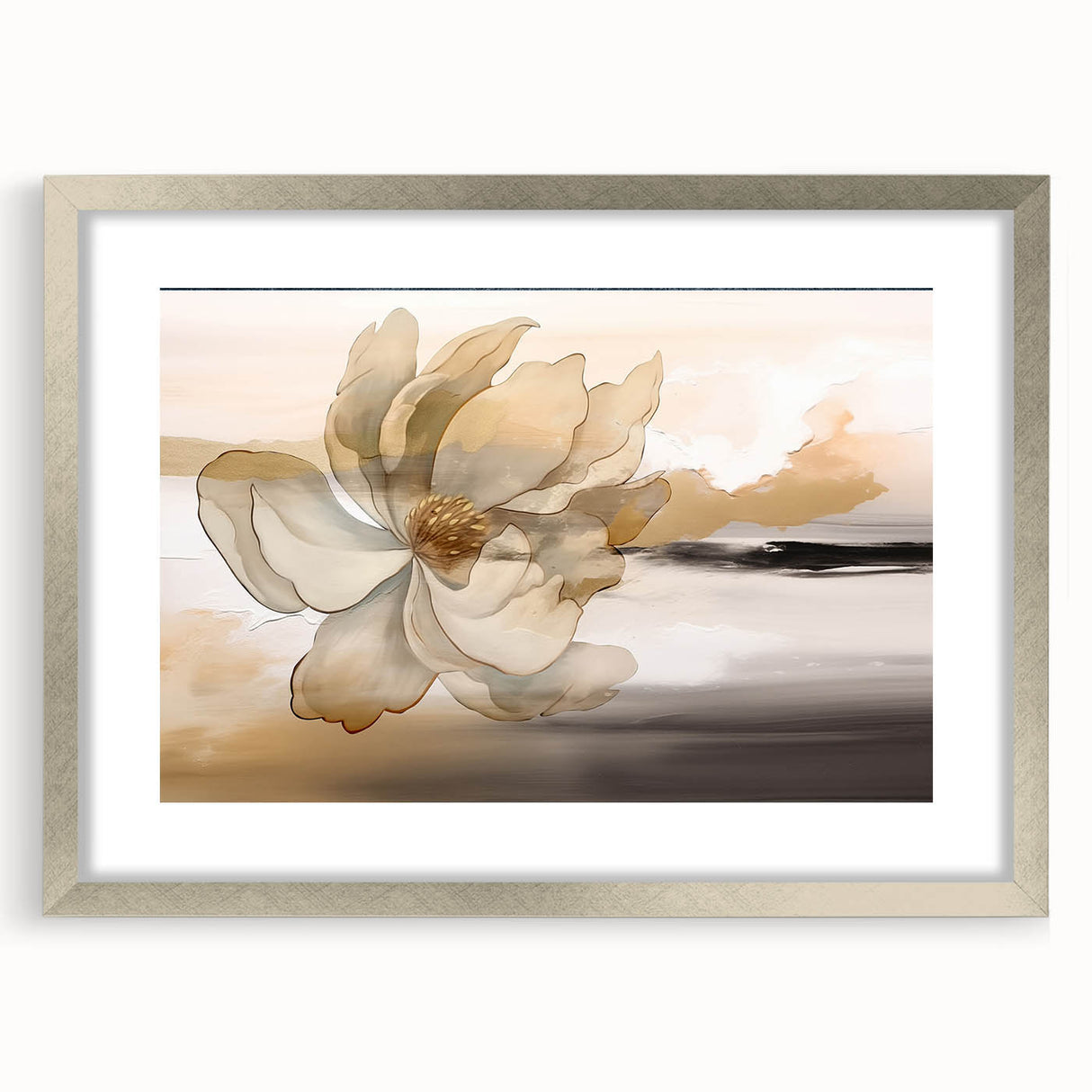 Abstract wall art featuring a modern design of colorful strokes and lines within a silver frame, ideal for enhancing contemporary home decor. Perfect for living rooms or office spaces.