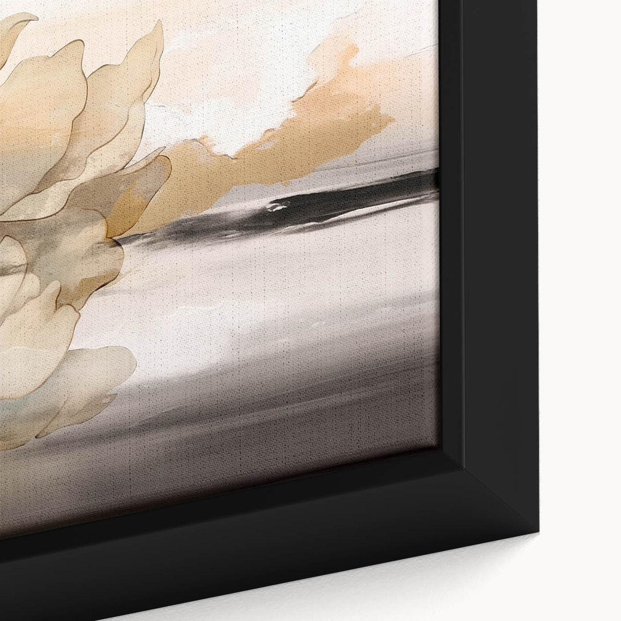 Abstract strokes and lines in vibrant colors create a modern wall art piece, framed for display, featuring a textured canvas design that enhances any decor.