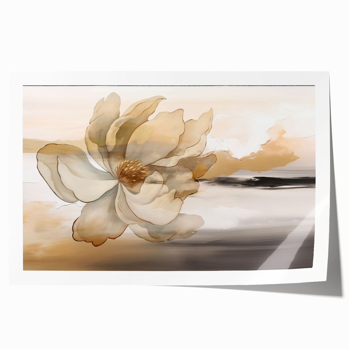 Abstract strokes and lines in vibrant colors create a modern wall art design, perfect for adding a contemporary touch to any space, available as a rolled print.