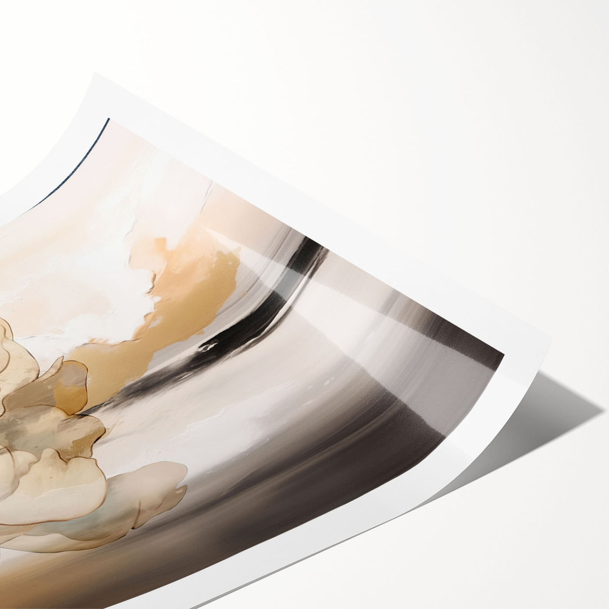 Abstract wall art print featuring vibrant strokes and lines in shades of blue, orange, and yellow, ideal for modern interior decor, enhancing artistic ambiance.