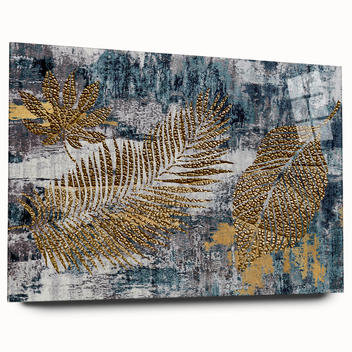 Abstract wall art featuring vibrant strokes and lines in a contemporary design, displayed in a sleek acrylic frame, showcasing a side view without pins for a clean aesthetic.