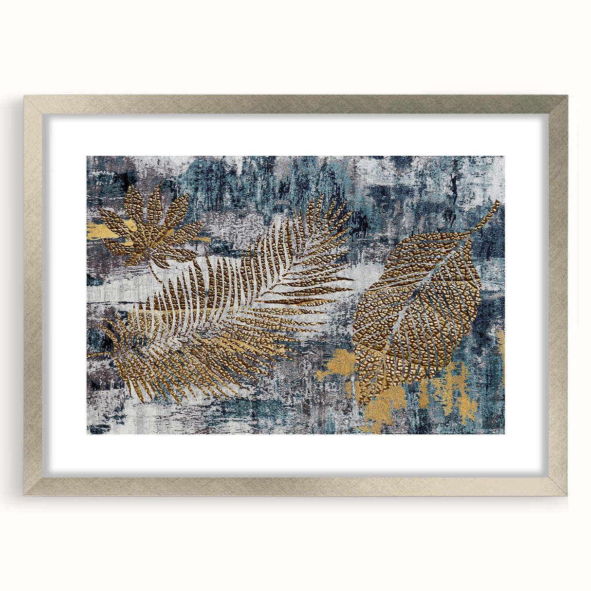 Abstract strokes and lines design wall art in a sleek silver frame with matting, showcasing a modern aesthetic perfect for contemporary home decor.