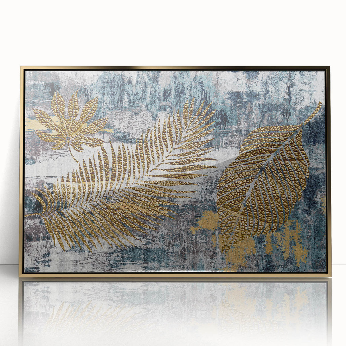 Framed abstract wall art showcasing dynamic strokes and lines in a gold-acrylic finish, perfect for modern home decor. Ideal for adding elegance and style to living spaces.