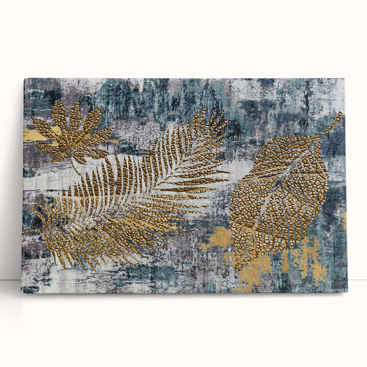 Vibrant abstract strokes and lines design on a stretched canvas, showcasing a modern artistic style. Perfect for contemporary home decor or office spaces.