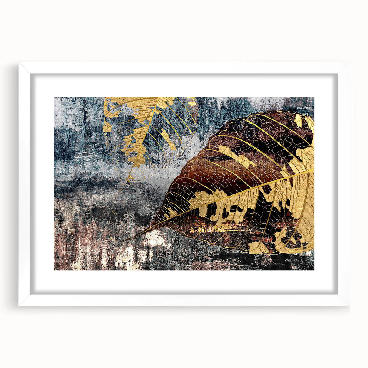 Abstract strokes and lines design wall art framed in white mat, showcasing modern artistic expression with vibrant colors and dynamic shapes, perfect for contemporary decor.