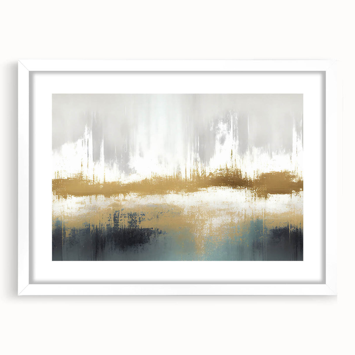 Abstract strokes and lines design in a framed wall art piece, featuring a white mat and sleek black frame, perfect for modern home decor and artistic accents.