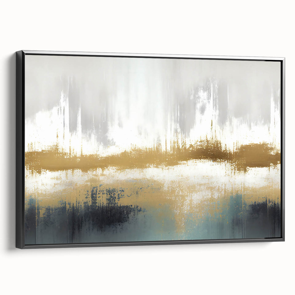 Framed canvas wall art featuring an abstract design with bold strokes and lines in black and white, showcasing a modern artistic style perfect for contemporary decor.