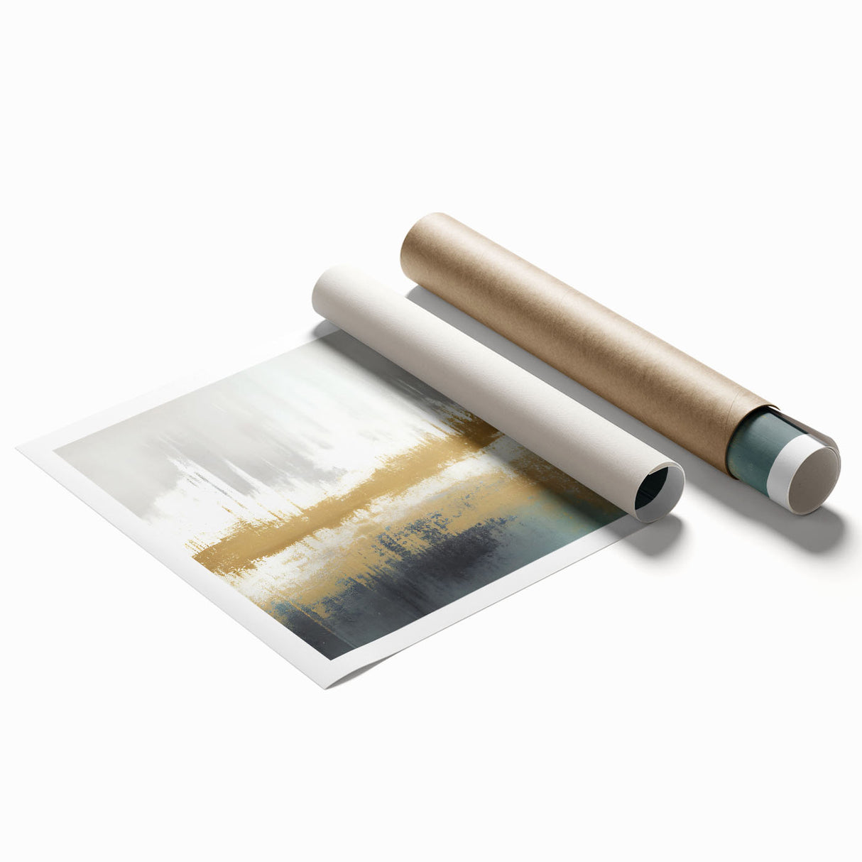 Abstract strokes and lines design wall art print featuring vibrant colors, ideal for modern decor, showcasing artistic flair and creativity in a rolled format. Perfect for enhancing living spaces or offices.