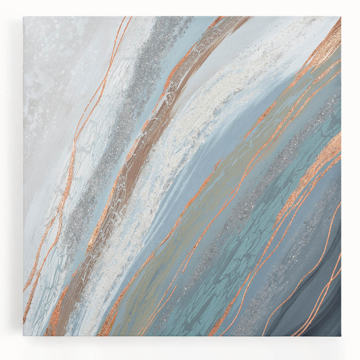 Abstract wall art featuring vibrant strokes and lines in a modern design, printed on stretched canvas, ideal for contemporary home decor. Perfect for adding color and creativity to any room.
