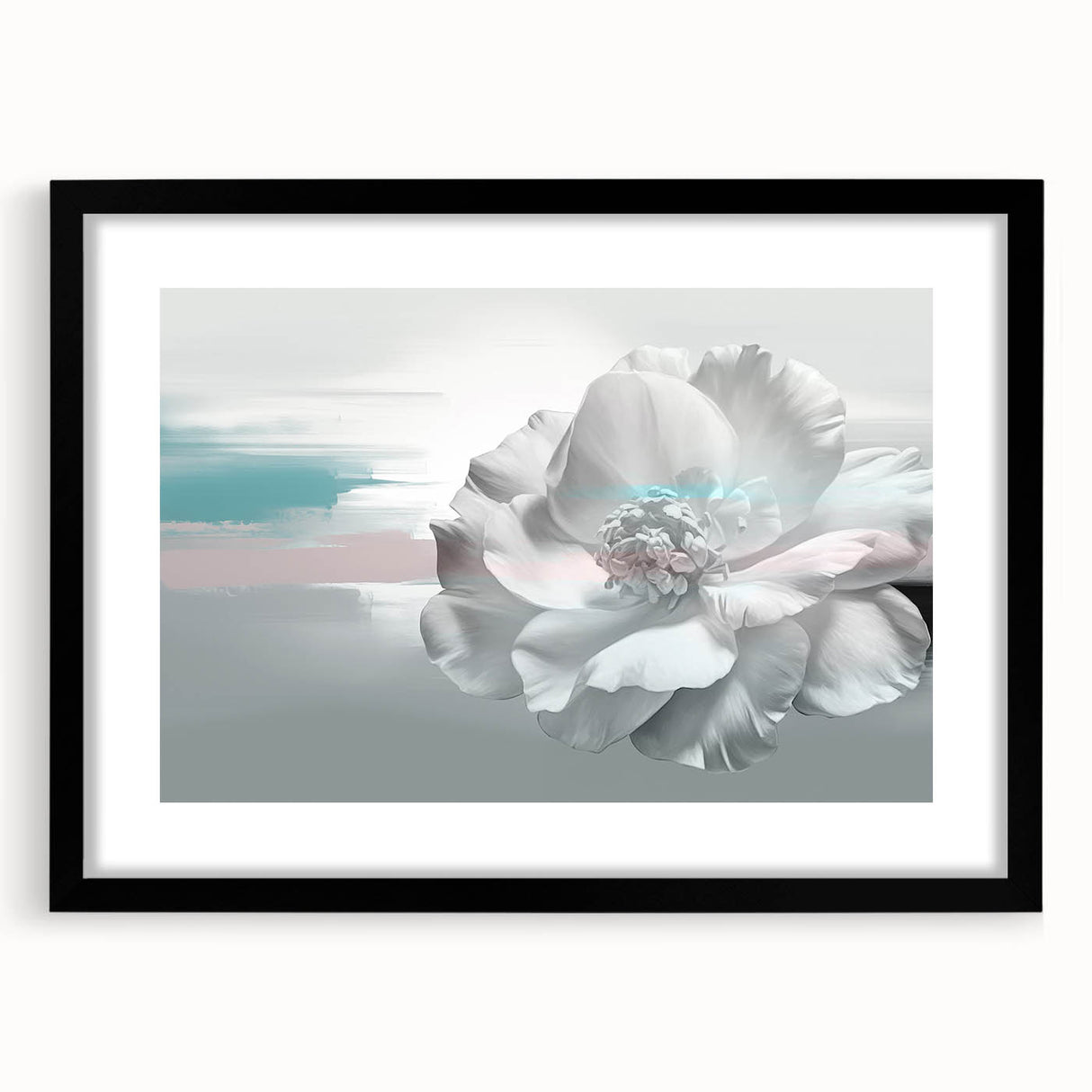 Abstract strokes and lines design wall art framed in black, featuring a modern aesthetic with a matte finish, ideal for contemporary home decor.