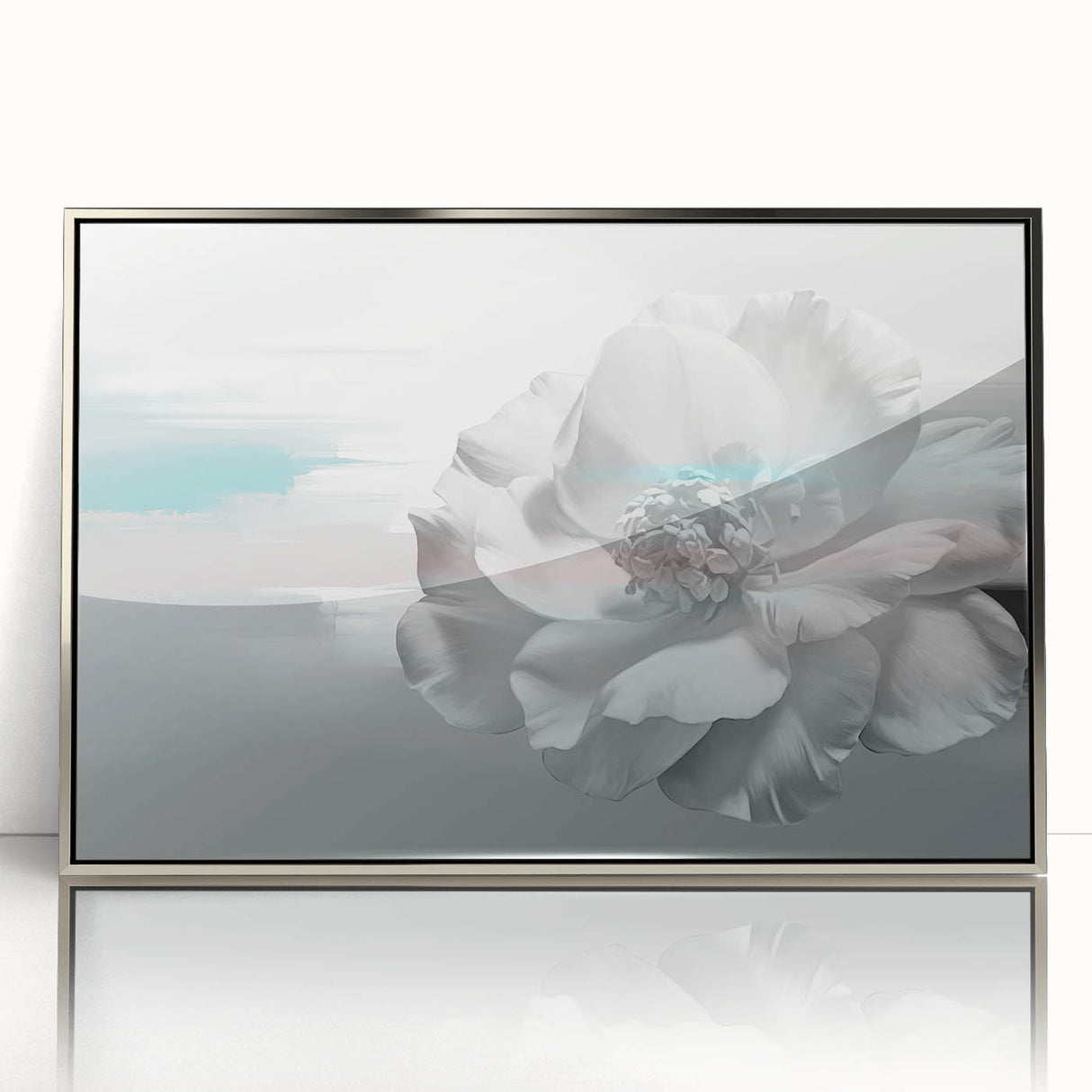 Framed wall art showcasing an abstract design of colorful strokes and lines, featuring a sleek silver frame that enhances modern decor aesthetics. Perfect for adding a vibrant touch to contemporary interiors.