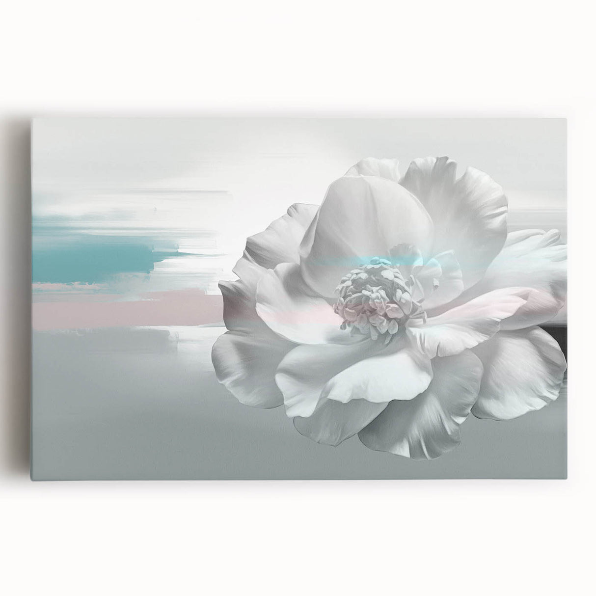 Abstract canvas wall art featuring vibrant strokes and lines in shades of blue, orange, and yellow, designed for modern decor, enhancing artistic spaces.