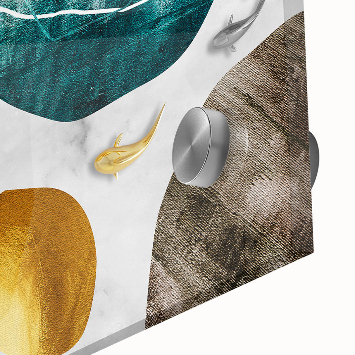 Colorful abstract strokes and lines create a modern wall art design, featuring vibrant hues of blue, orange, and yellow, ideal for contemporary decor.