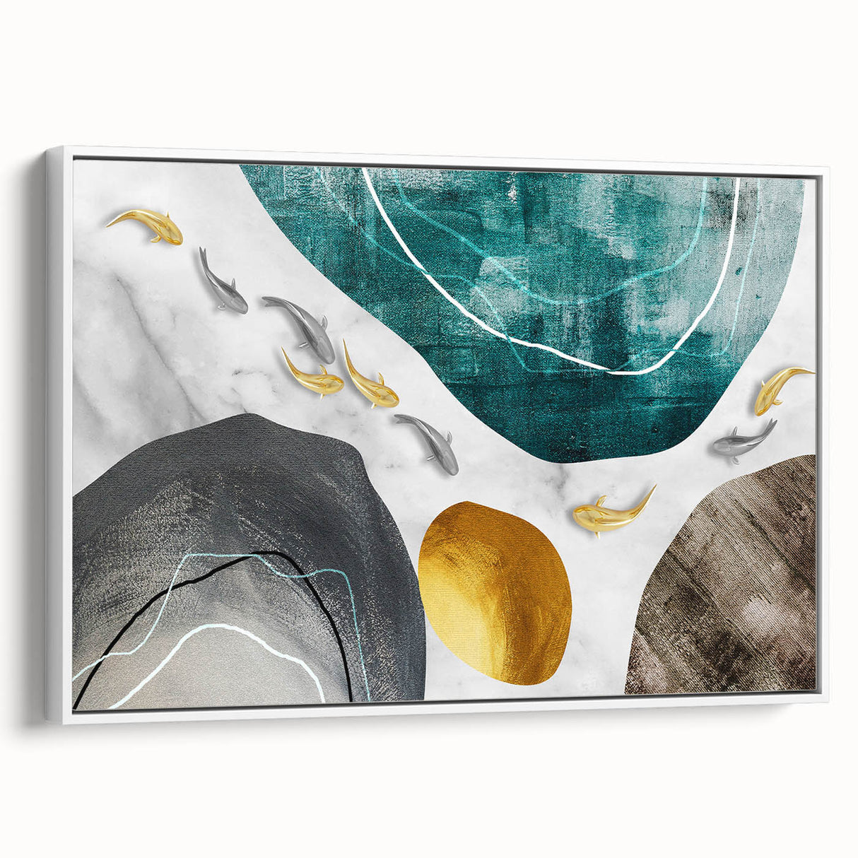 Framed abstract wall art showcasing dynamic strokes and lines in a minimalist design, set against a white background, perfect for modern decor.