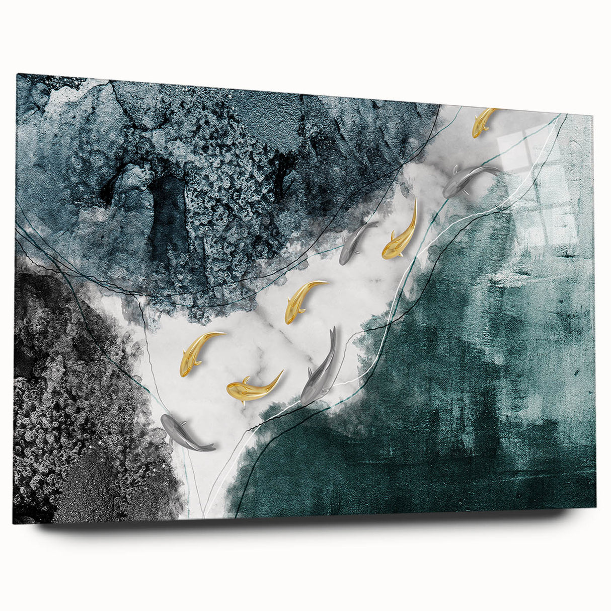 Abstract wall art showcasing vibrant strokes and lines in a modern design, displayed in a side view with a sleek acrylic finish, ideal for contemporary decor.