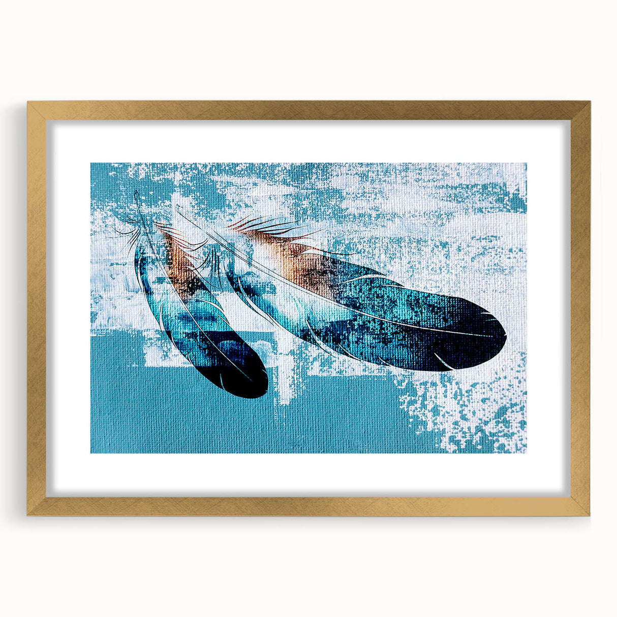 Abstract wall art featuring dynamic strokes and lines in a gold frame, showcasing modern design aesthetics. Ideal for contemporary home decor.