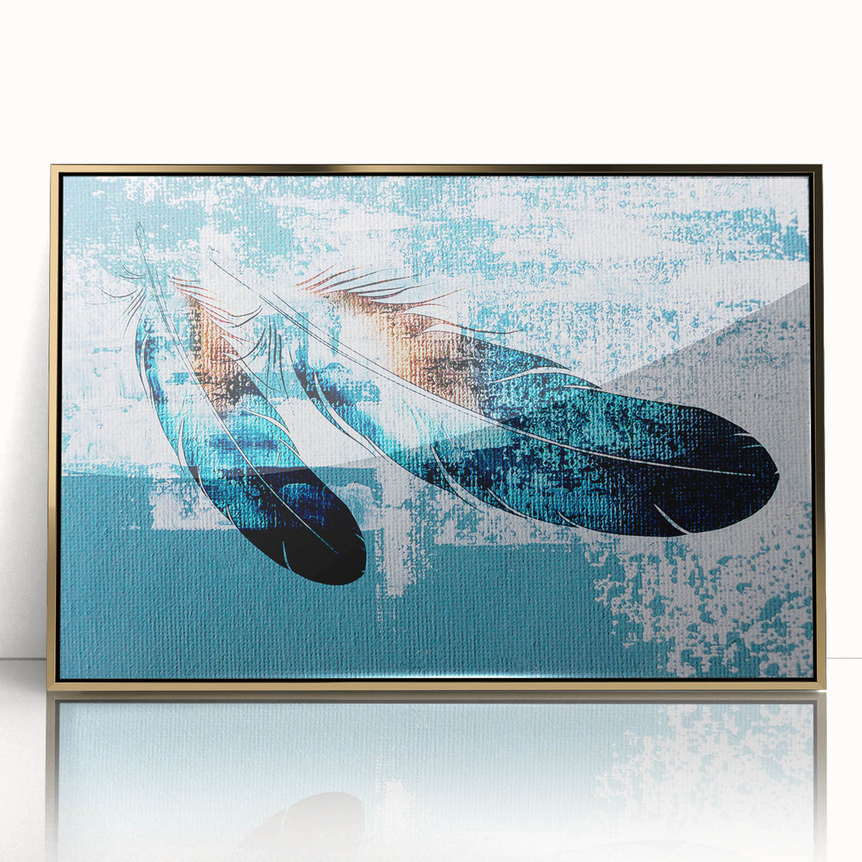 Framed abstract wall art showcasing dynamic strokes and lines in gold and neutral tones, perfect for modern decor. Ideal for enhancing living spaces with elegance.