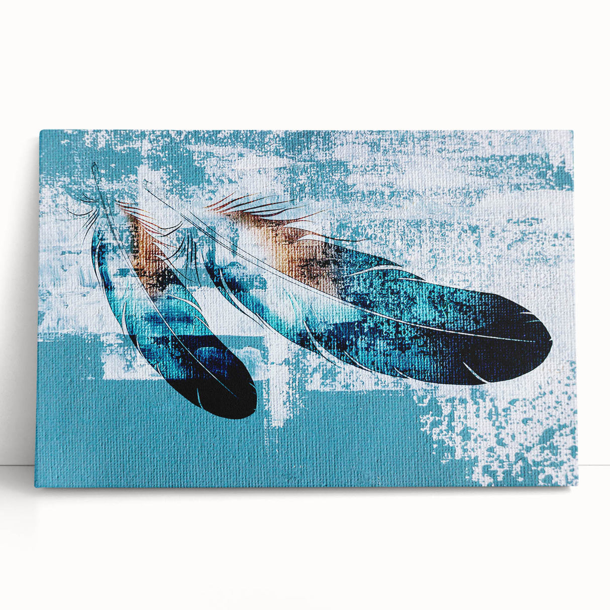 Abstract strokes and lines in vibrant colors adorn this stretched canvas wall art collection, perfect for modern home decor. The design features a harmonious blend of shapes, creating a dynamic visual effect.