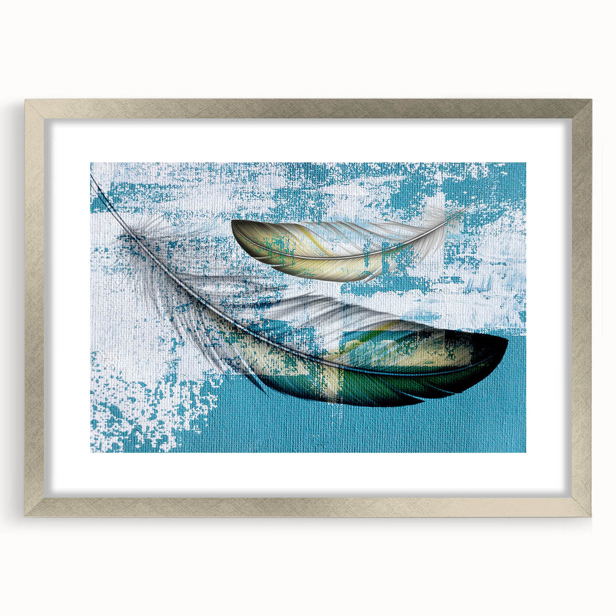 Abstract strokes and lines design wall art in a silver frame with matting, showcasing modern artistic expression ideal for contemporary home decor.