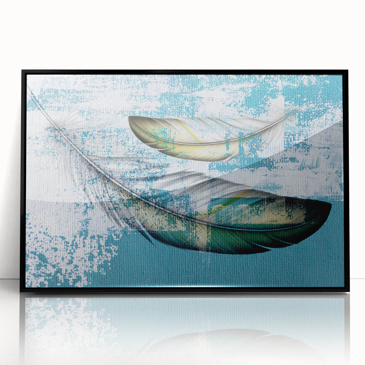 Framed acrylic wall art featuring an abstract design with vibrant strokes and lines in black and colorful hues, perfect for modern home decor.
