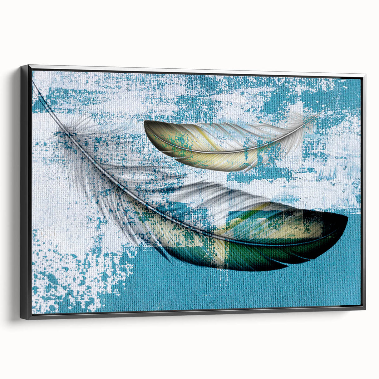 Framed wall art featuring an abstract design with colorful strokes and lines on a black canvas, showcasing a modern artistic style ideal for contemporary decor.