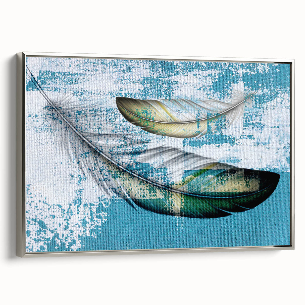 Framed abstract wall art featuring dynamic strokes and lines in a modern design, with a sleek silver frame, perfect for contemporary home decor.
