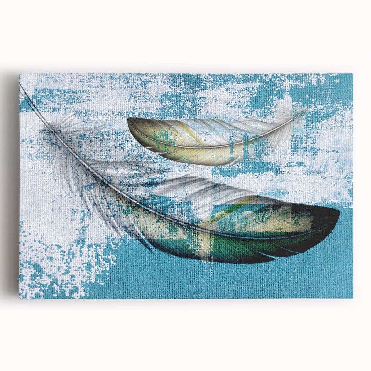 Abstract strokes and lines design in vibrant colors, featuring a modern stretched canvas wall art piece ideal for contemporary home decor.