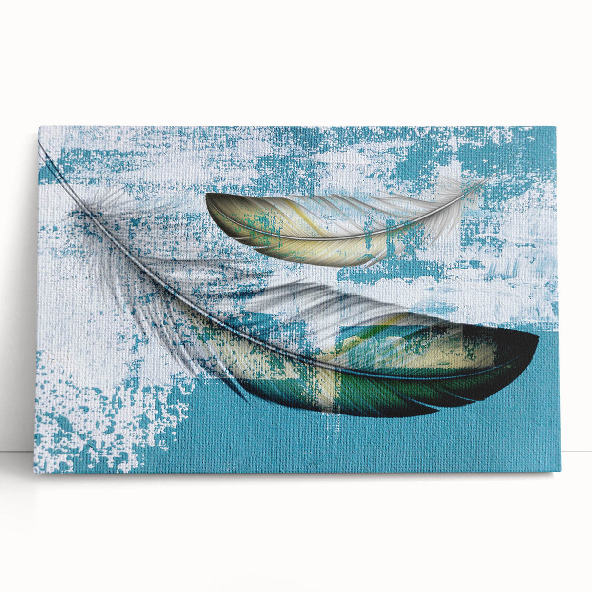 Abstract strokes and lines create a modern design in this stretched canvas wall art, showcasing vibrant colors and dynamic shapes, perfect for contemporary decor.