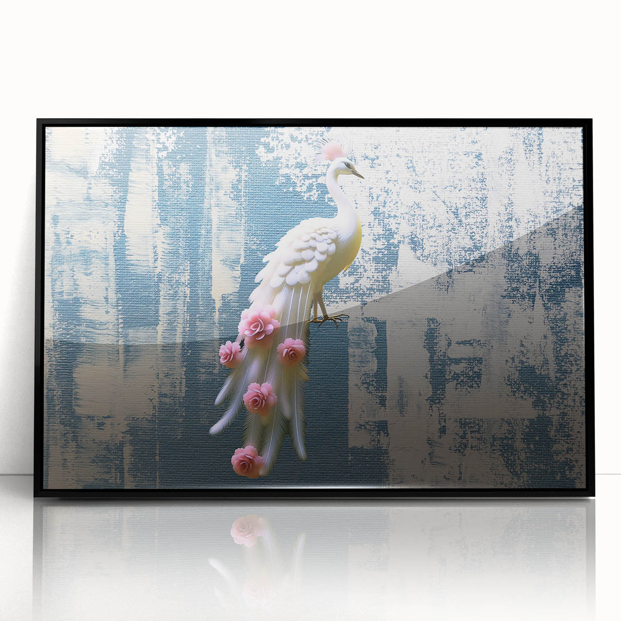 Framed abstract wall art featuring a modern design of colorful strokes and lines, set against a sleek black frame, ideal for contemporary home decor.